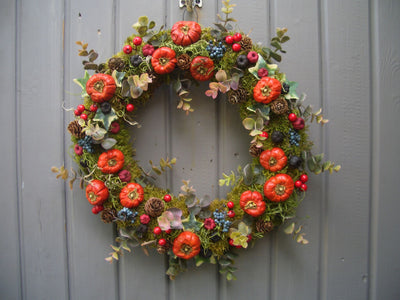 Autumn Pumpkin and Pod Wreath