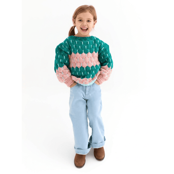 Kids Marissa Bubble Stitch Stripe Mini Me Jumper - Green
