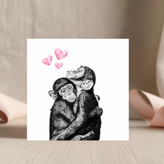 Chimpanzee Cuddles Love Greeting Cards