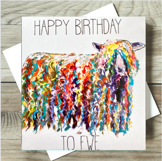 Rainbow Longwool Sheep Card | Birthday, Blank, Thank You or Congrats