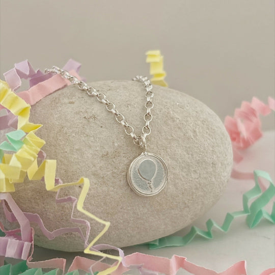 Silver Balloon Birthday Charm Necklace