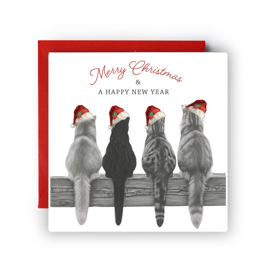Cats in Christmas Hats Christmas Card