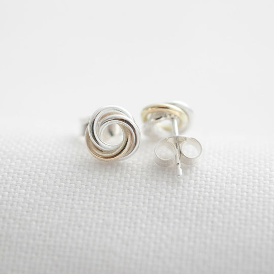 Mini Gold & Silver Russian Ring Stud Earrings