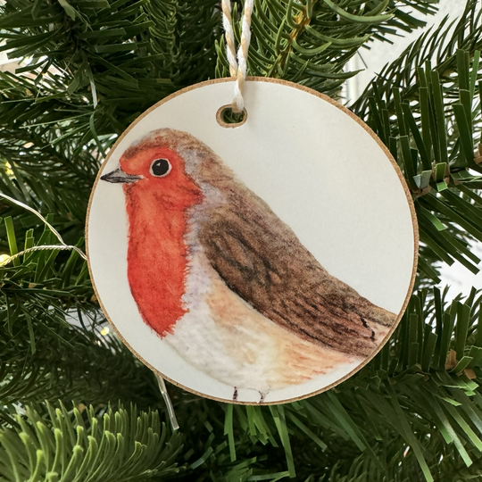 Robin Wooden Hanging Christmas Decoration