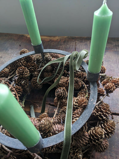 Christmas Gift Set, Larch Wreath, Advent Candle Holder With Candles