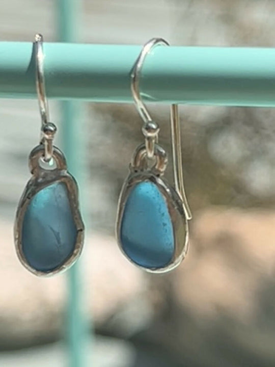 Aqua greeny blue Seaglass earrings