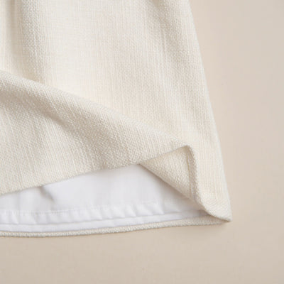 Organic Linen Girls Dress with Beige Ribbon