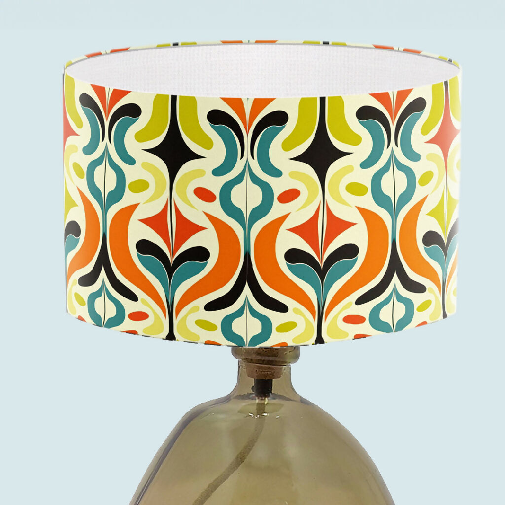 bold bright lampshade for table lamp lime orange teal black colour lampshade