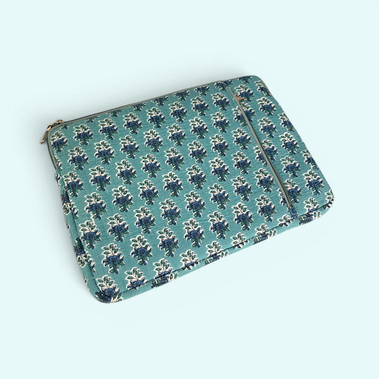 Laptop or iPad Case | Teal Ditsy Floral Block Print