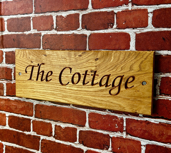 Engraved House Sign in Oak