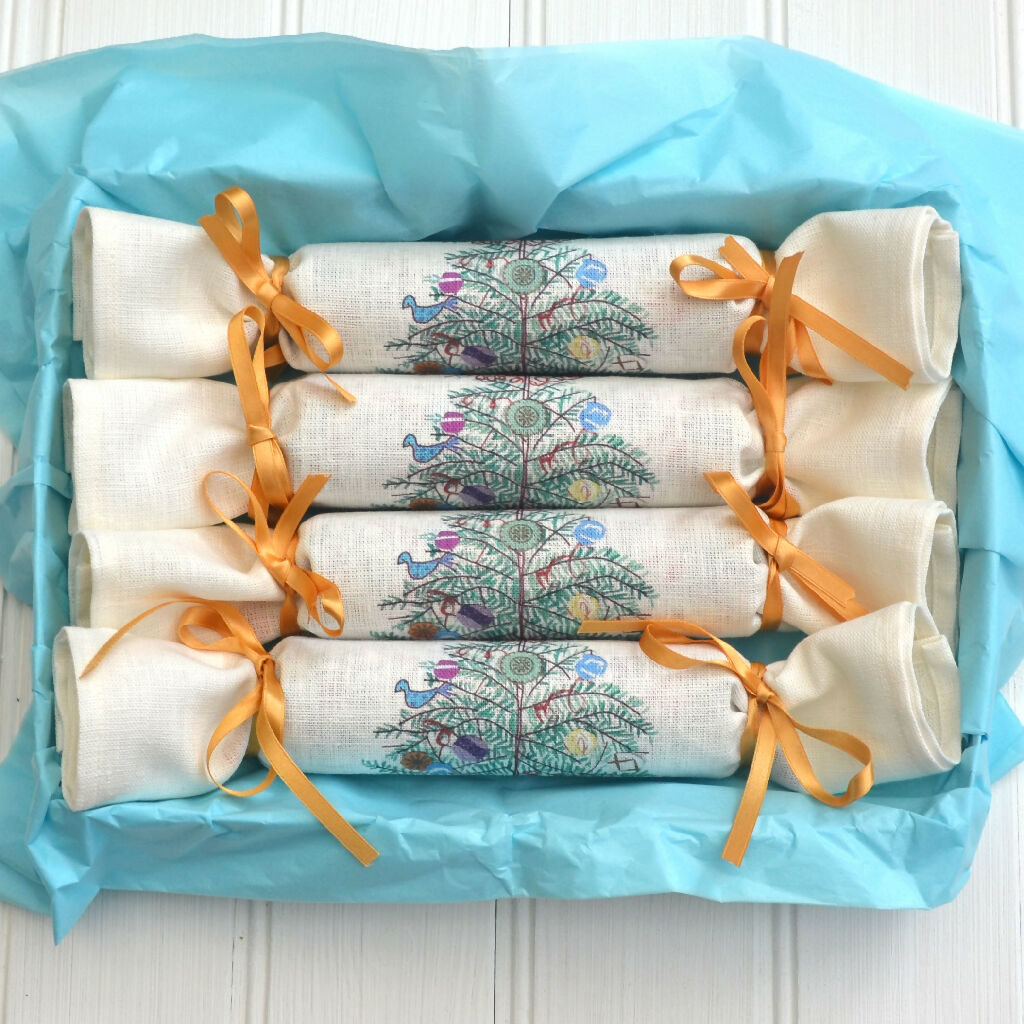 chrisrmas tree linen napkin crackers