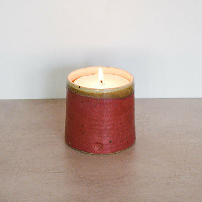 Speckled Clay Candle Pot with Refill - Raspberry