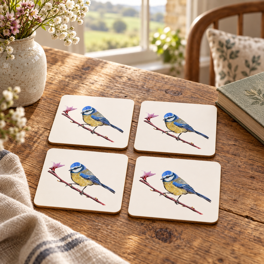 Little Blue - Blue Tit Coaster Set