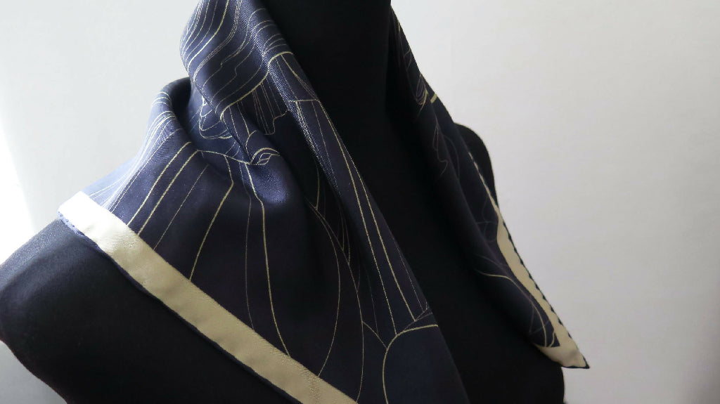 Moon Rising | Aquarius Collection. Hand Rolled Silk Square