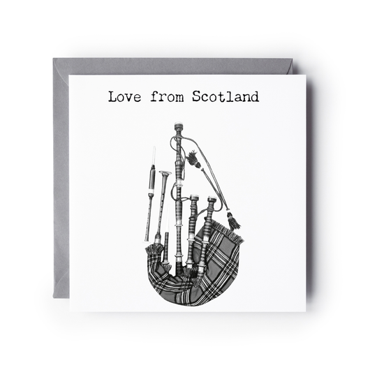 Love From Scotland Bagpipes Greeting Card