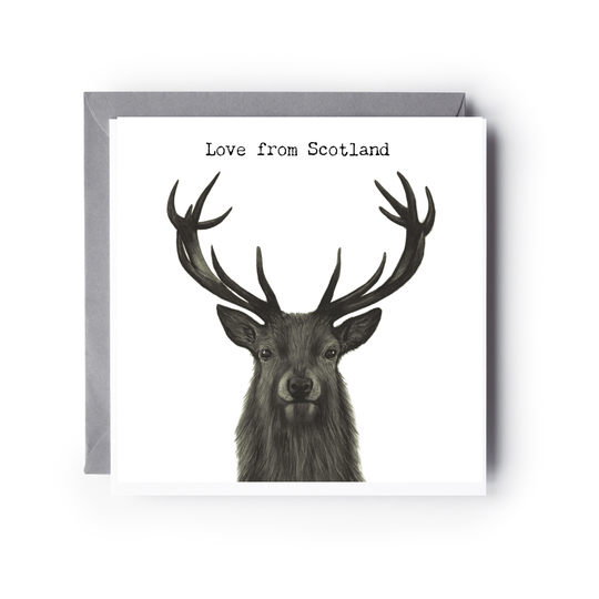 Love From Scotland Stag Greeting Card