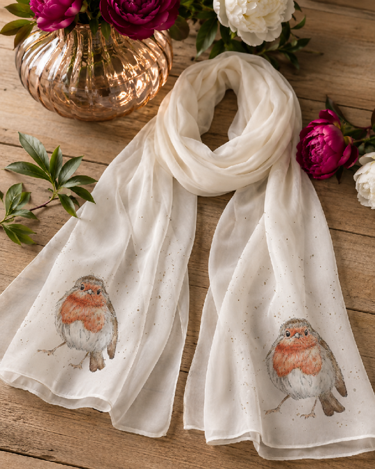 Robin Chiffon Women's Scarf, British Wildlife Bird Gift
