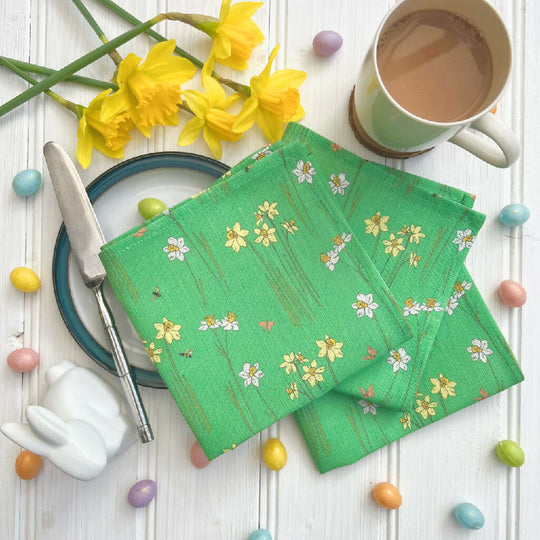 Set of Two Daffodil Linen Napkins