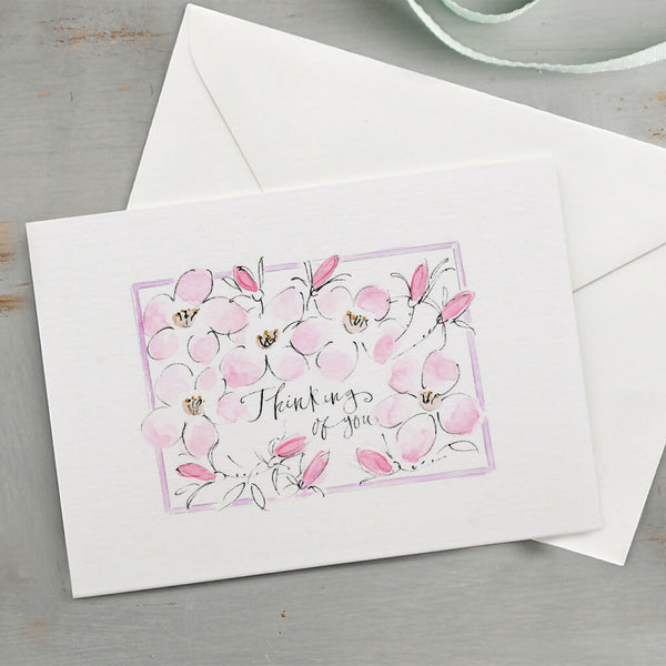 'Thinking Of You' Hand Painted Printed Greeting Card