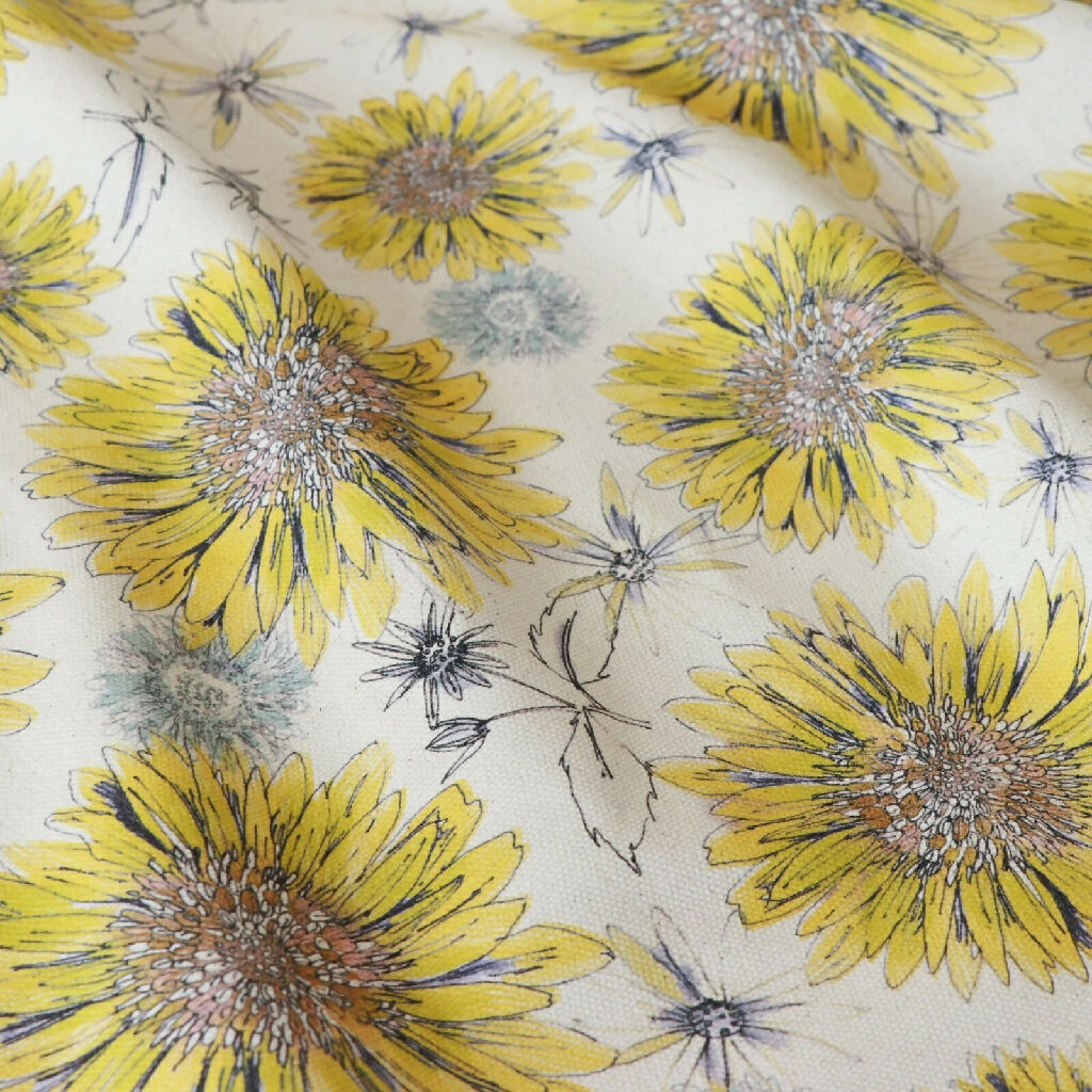 Natural Organic Sunflower and Flora Soft Furnishing Fabric