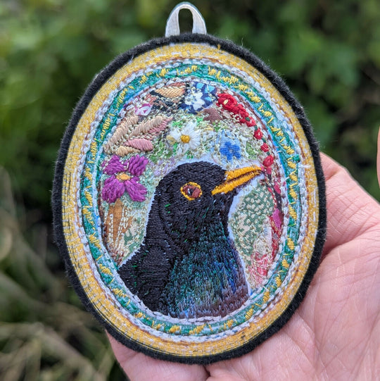 Blackbird- Miniature Embroidered Textile Artwork