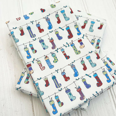 'Stockings' Christmas Organic Cotton Tea Towel