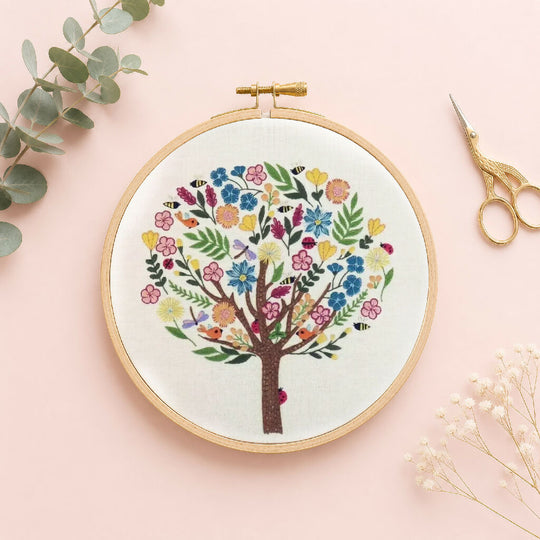 Bugs in Bloom Hand Embroidery Kit with Pre Printed Fabric and Colour Pattern