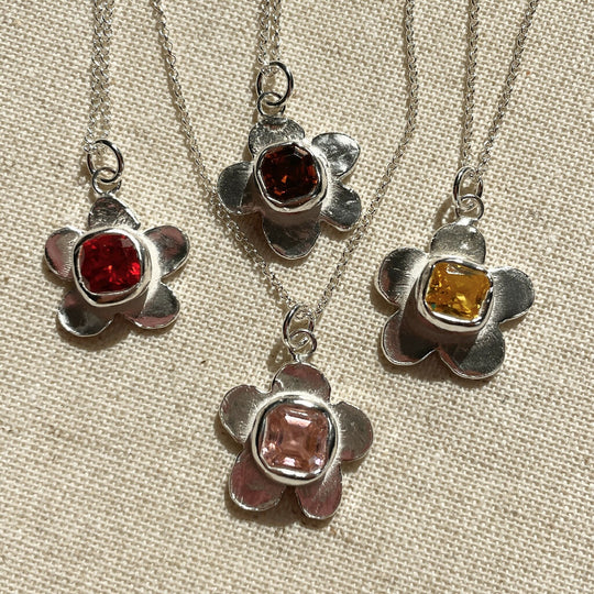 Precious Flower Solid Silver Pendants