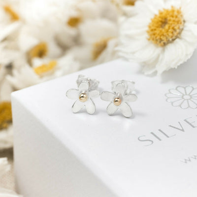 Silver Daisy Mini Stud Earrings