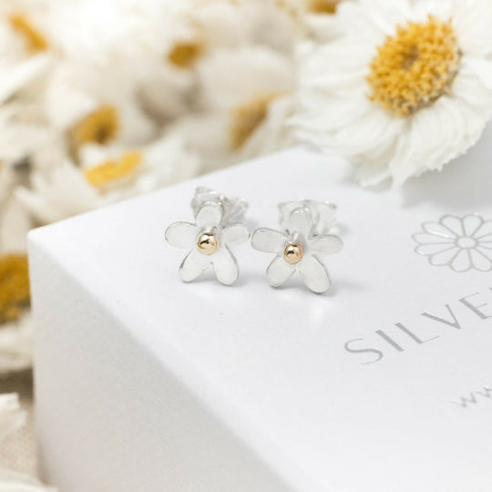 Silver Daisy Mini Stud Earrings