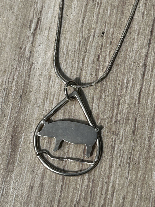 Pig silver hand made Necklace