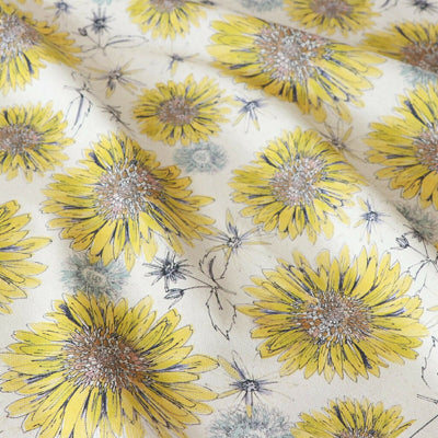 Natural Organic Sunflower and Flora Soft Furnishing Fabric