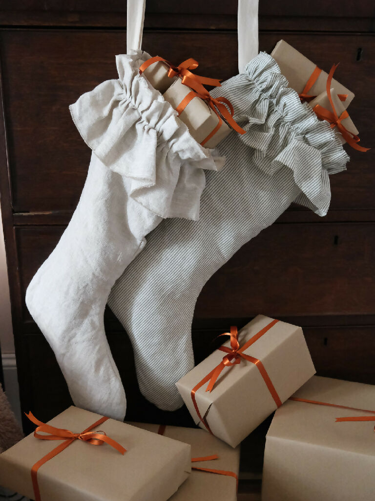 Linen Ruffle Stocking