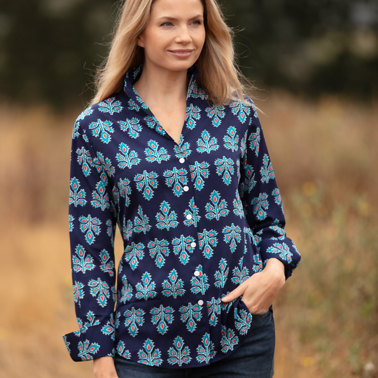 Chelsea Shirt In Navy & Blue Thistle