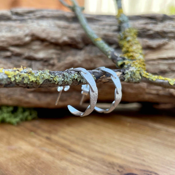 Silver Petal Echo Hoop Earrings