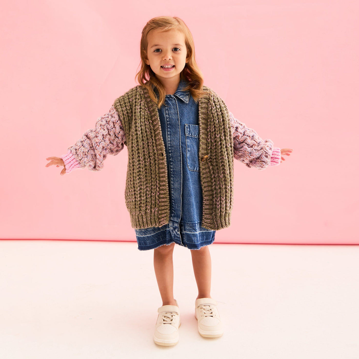 Madison Mini Me Oversized Balloon Sleeve Kids Cardigan