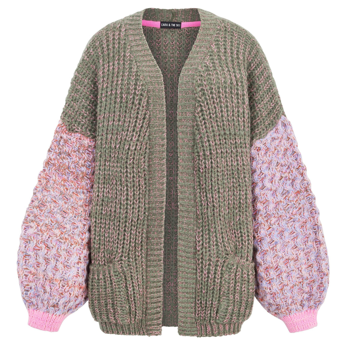 Madison Oversized Balloon Sleeve Knit Cardigan - Khaki