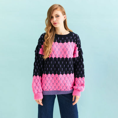 Marissa Stripe Bubble Stitch Jumper - Navy