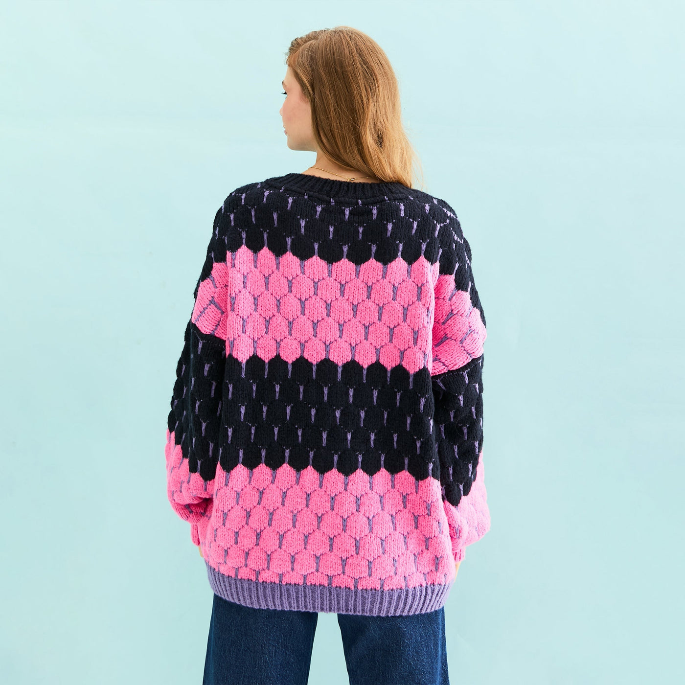 Marissa Stripe Bubble Stitch Jumper - Navy