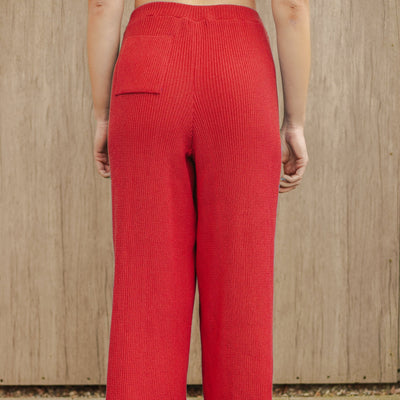 Martha Wide Leg Knitted Trousers Co-Ord - Red