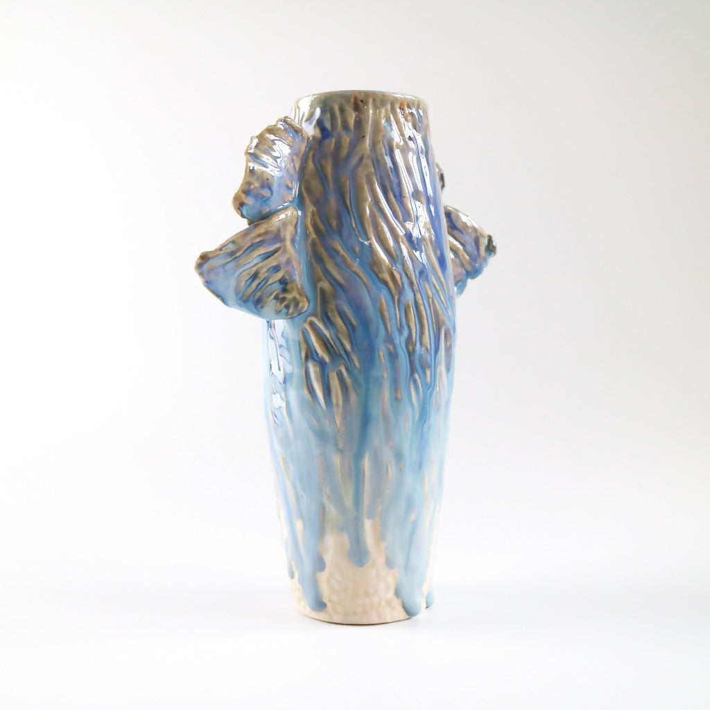 Stoneware Clay Vase in Ripple Design