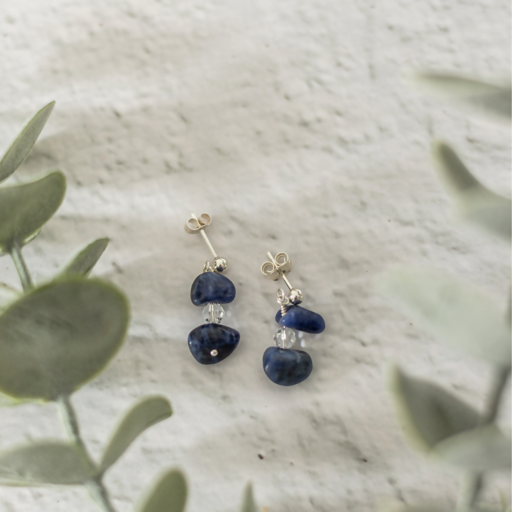 Sodalite Sterling Silver Gemstone Earrings