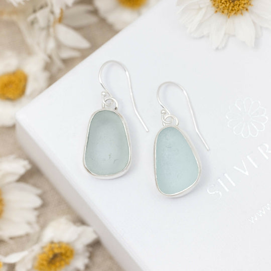 Aqua Sea Glass Earrings