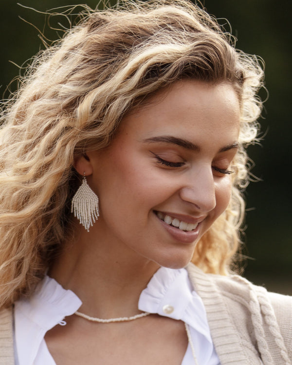 Nia beaded tassel earrings