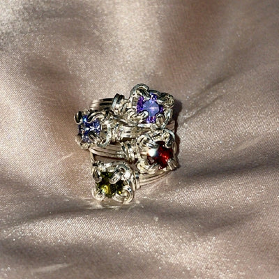 CZ Prong Set Wire Wrapped Solid Silver Ring