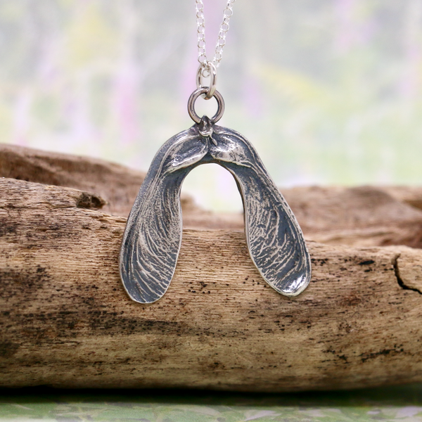 Silver Sycamore Seed Necklace