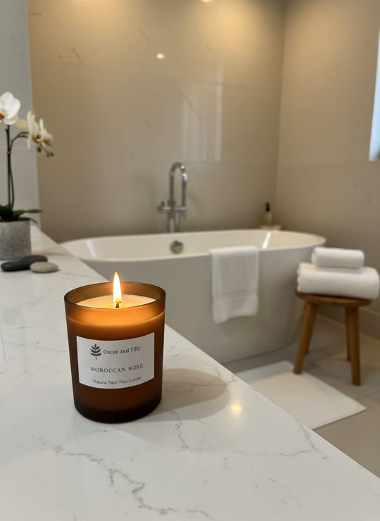 Frosted Amber Candle Jar - Moroccan Rose