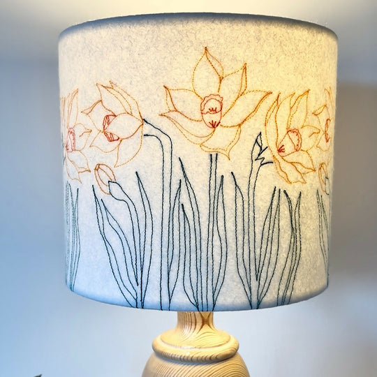 Embroidered Daffodil Lampshade