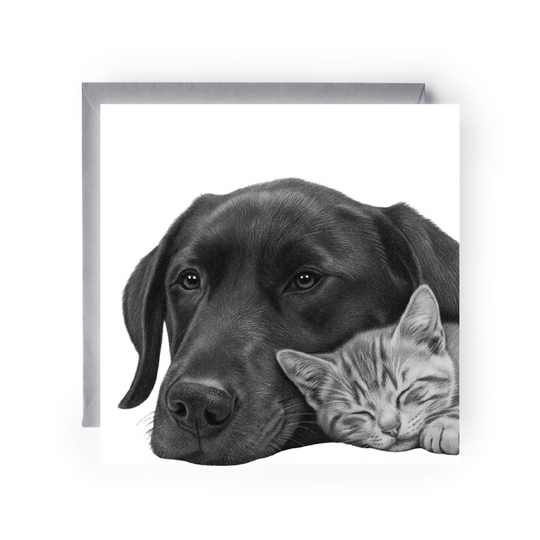 Paw-fect Pals: The Adorable Dog and Kitten Friendship Card