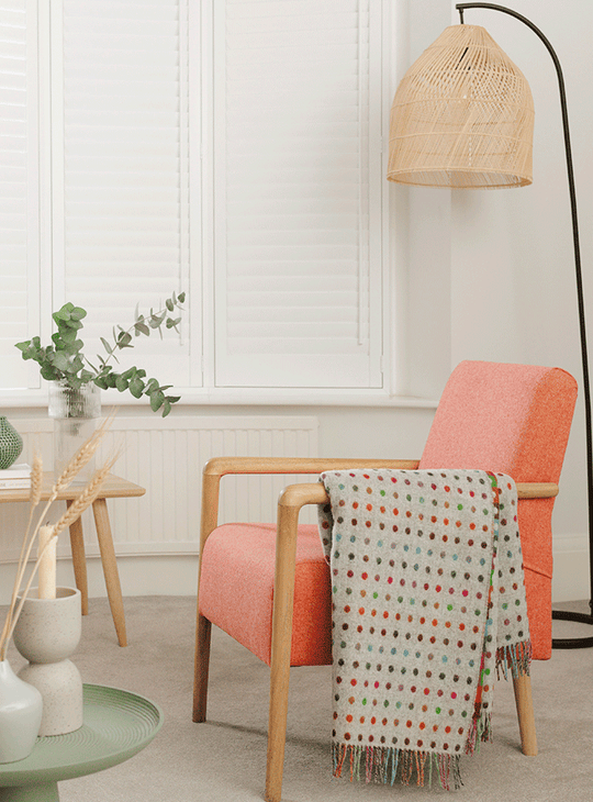 Merino Wool Multispot Throw ~ Grey